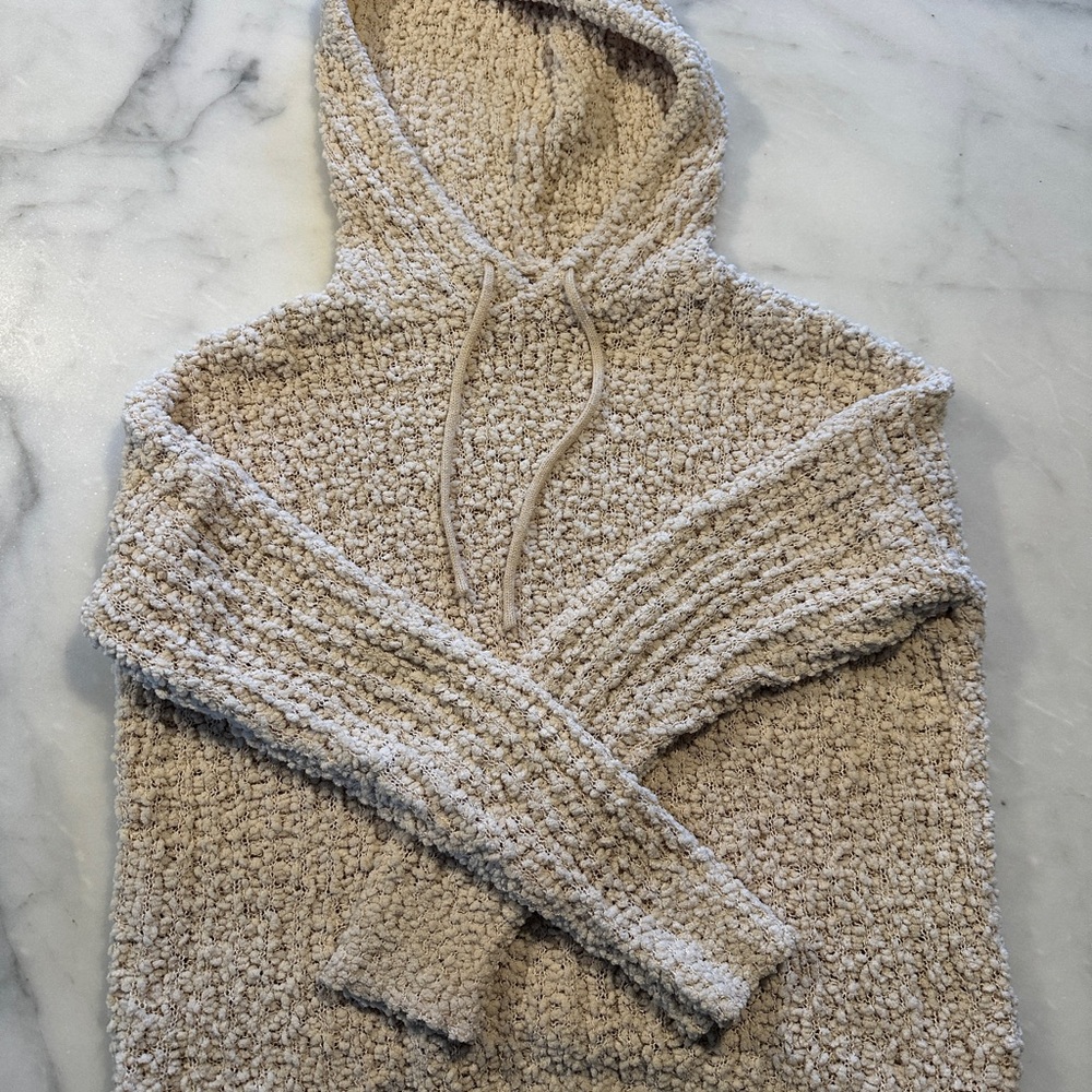 Super cozy Hippie Rose hoodie, gently used in excellent condition, ivory color.